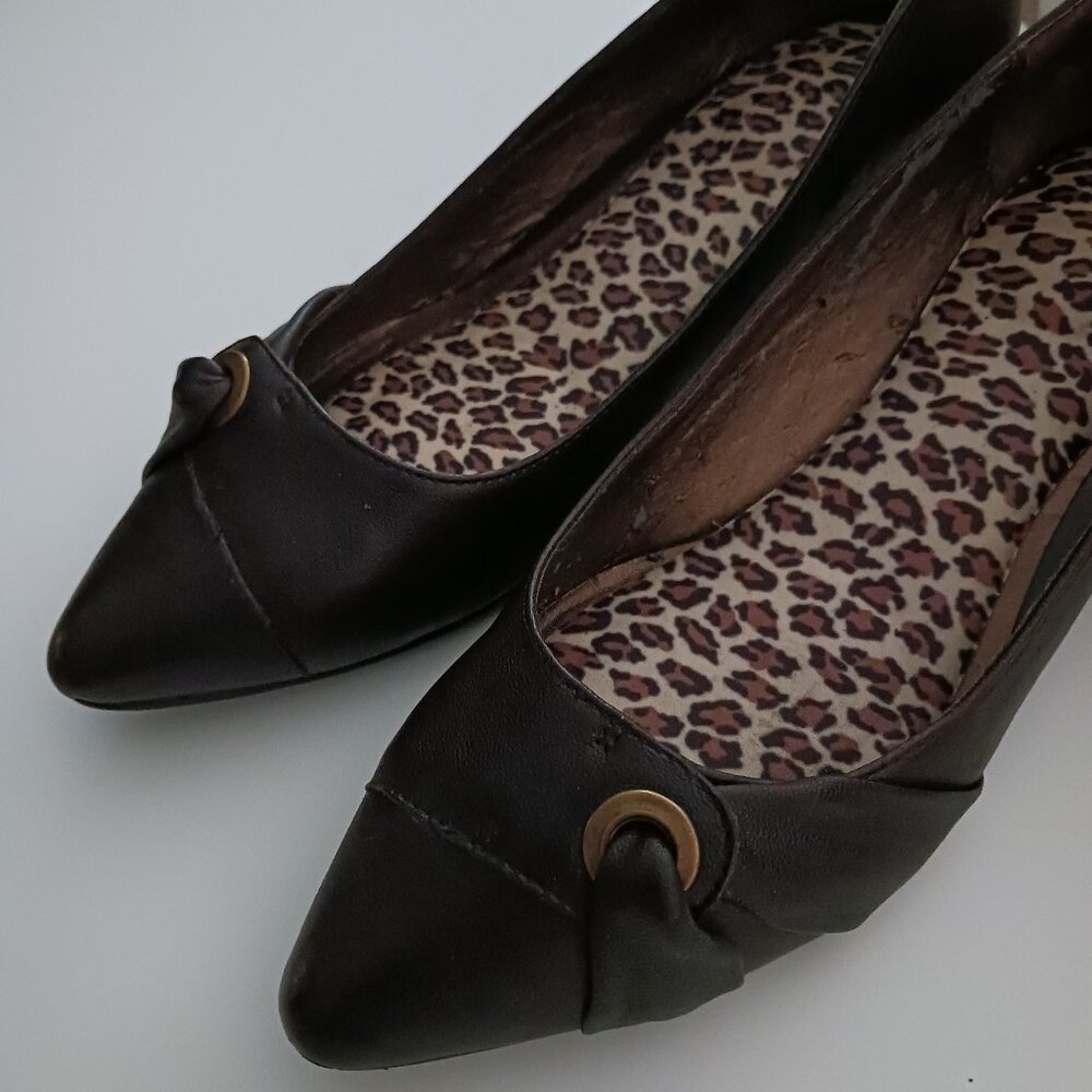 ALDO Rochlin-22 Low Wedge Heel Leather Dress Formal Shoes Brown Size 7/38 B - Picture 8 of 15
